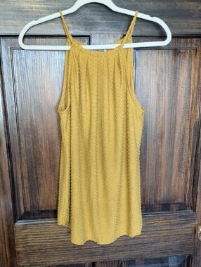 Green Envelope Mustard Yellow Swiss Dot Tank Top